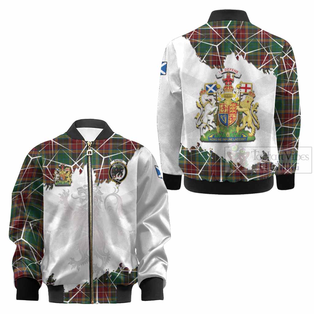 Baxter Tartan Kid Bomber Jacket with Family Crest and Lion Rampant Grunge Style