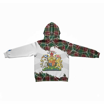 Baxter Tartan Kid Hoodie with Family Crest and Lion Rampant Grunge Style