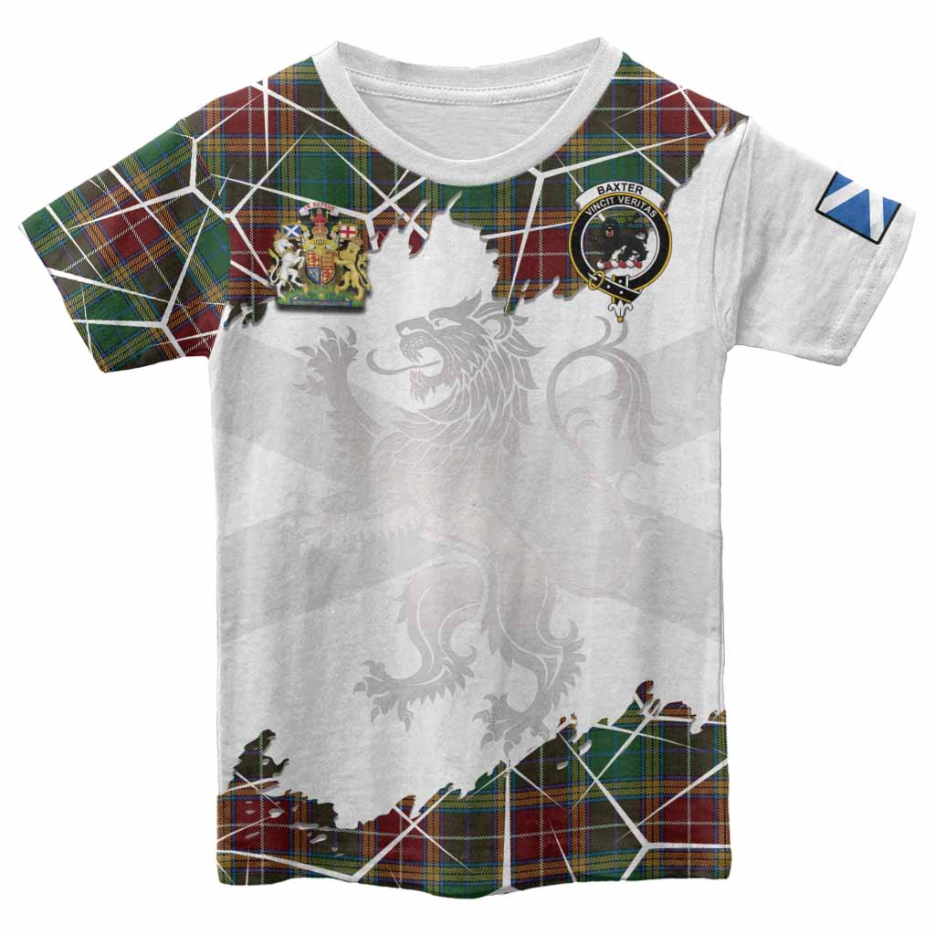 Baxter Tartan Kid T-shirt with Family Crest and Lion Rampant Grunge Style