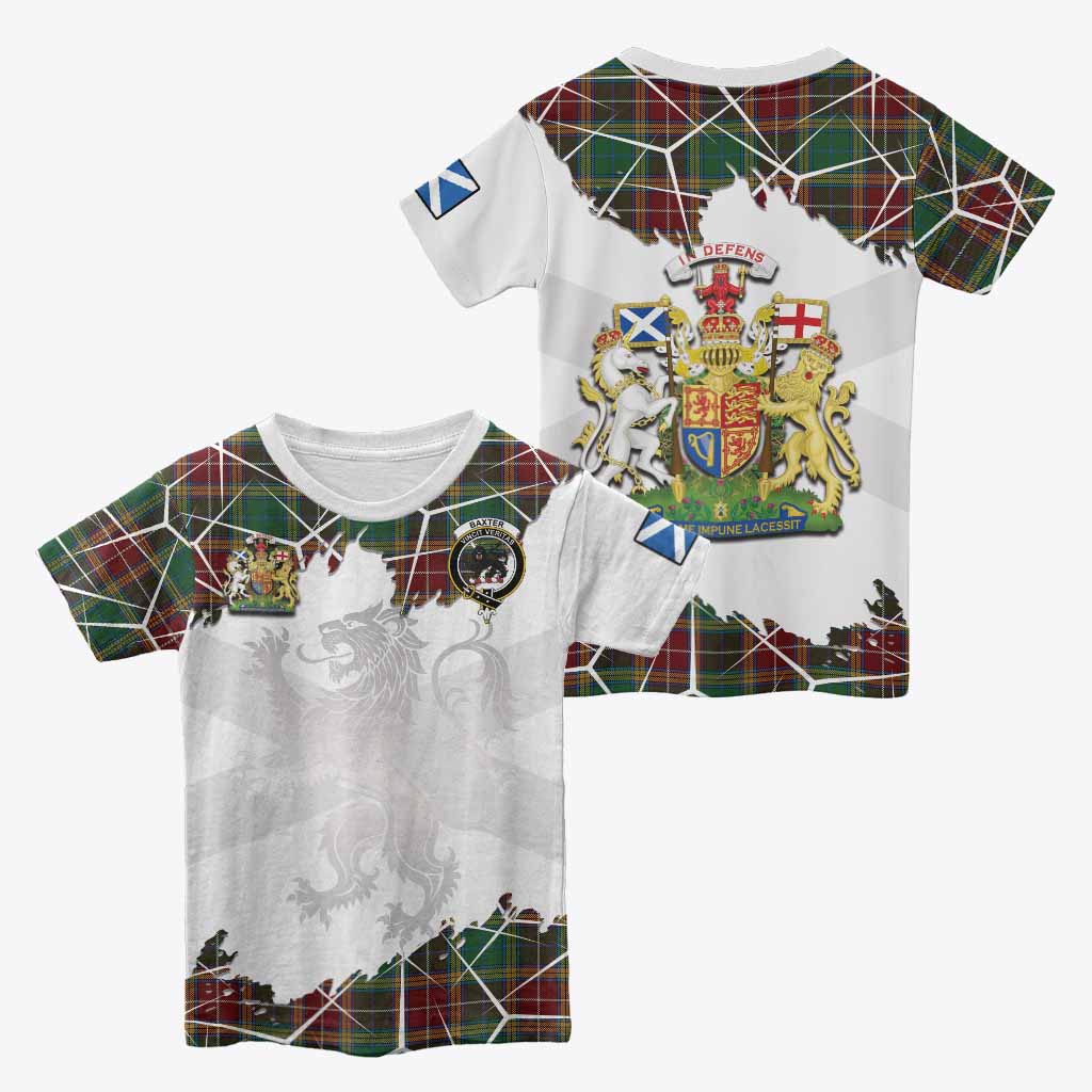 Baxter Tartan Kid T-shirt with Family Crest and Lion Rampant Grunge Style
