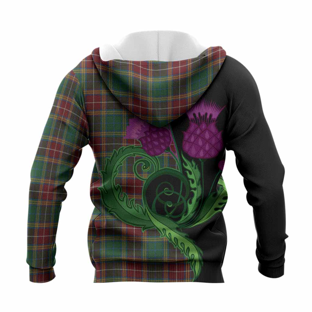 Baxter Tartan Knitted Hoodie Traditional Scottish Thistle