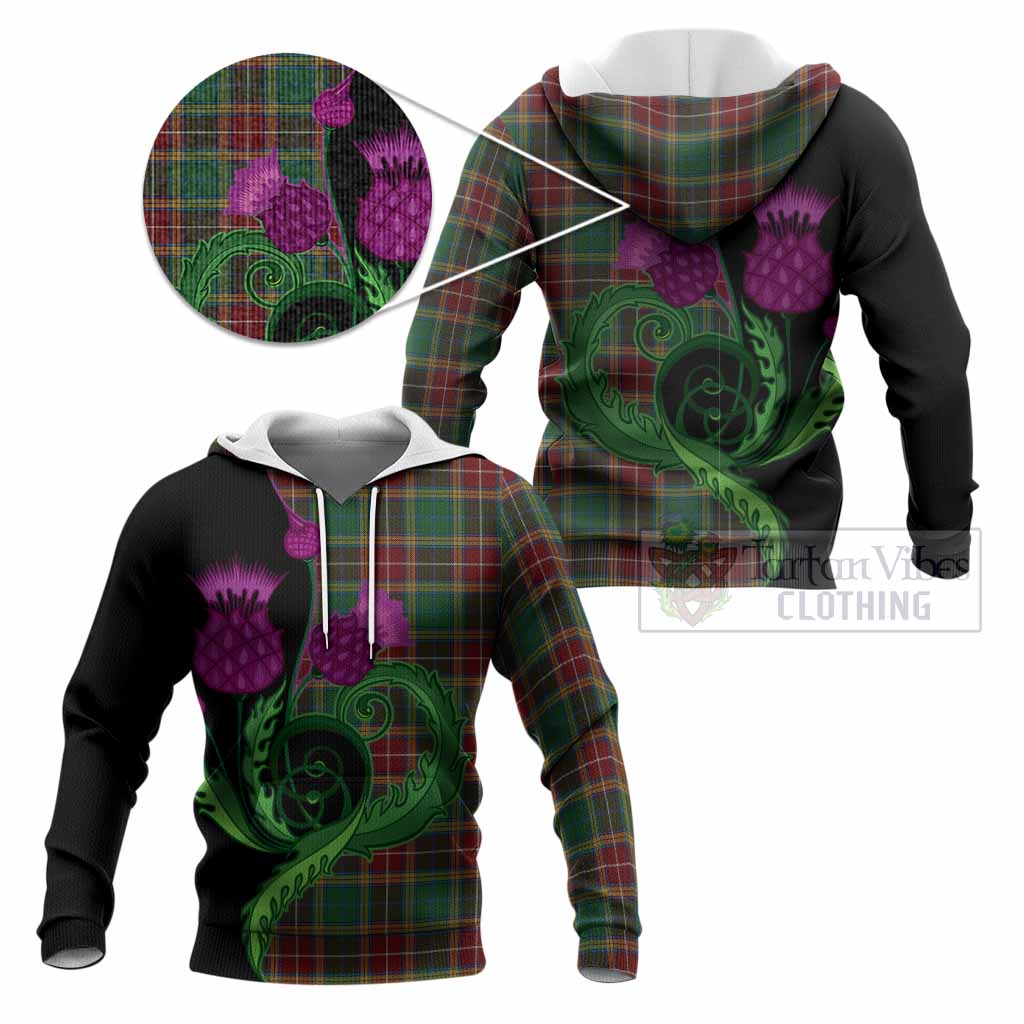 Baxter Tartan Knitted Hoodie Traditional Scottish Thistle
