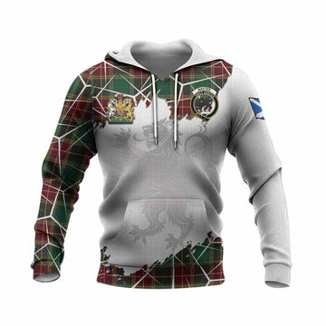 Baxter Tartan Knitted Hoodie with Family Crest and Lion Rampant Grunge Style