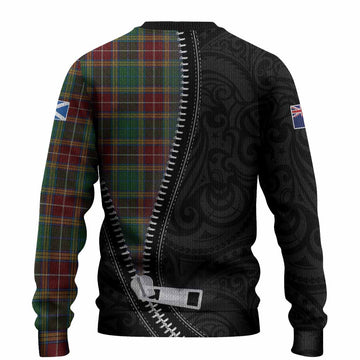 Baxter Tartan Knitted Sweater New Zealand Pattern Unique Zipper Stylized