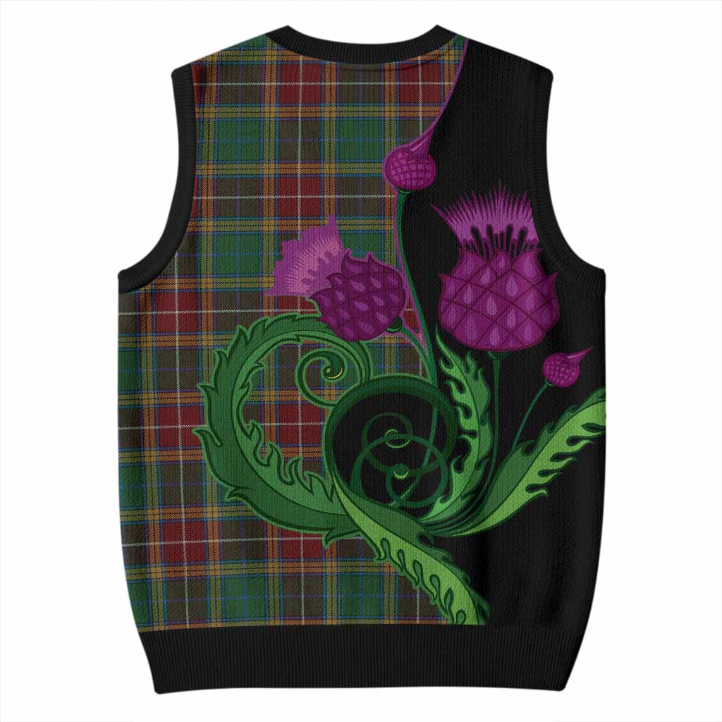 Baxter Tartan Knitted V-Neck Vest Traditional Scottish Thistle