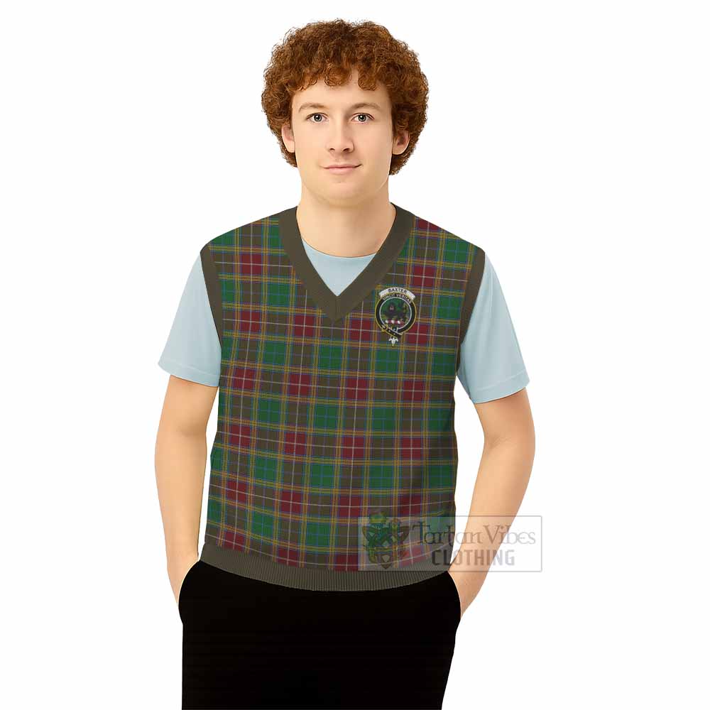 Baxter Tartan Knitted V-Neck Vest with Family Crest - Tartan Vibes Clothing