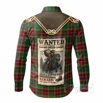 Baxter Tartan Long Sleeve Button Shirts Bigfoot Riding The Kelpie Monster