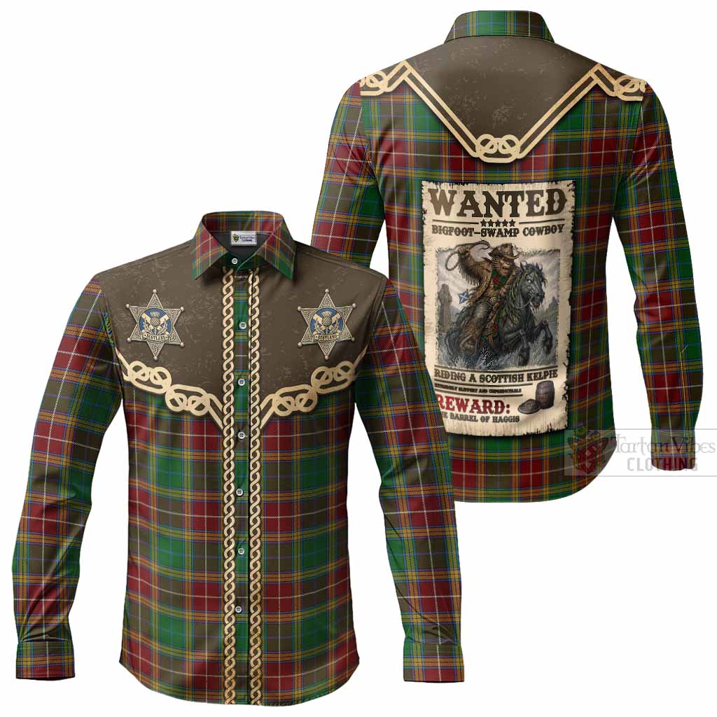 Baxter Tartan Long Sleeve Button Shirts Bigfoot Riding The Kelpie Monster