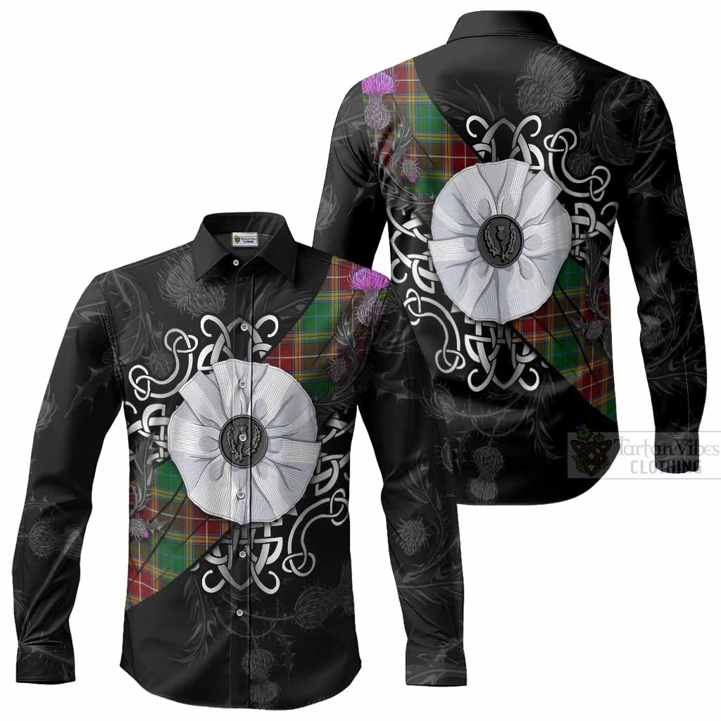 Baxter Tartan Long Sleeve Button Shirts Jacobite White Rose Men's Shirt - Tartan Vibes Clothing