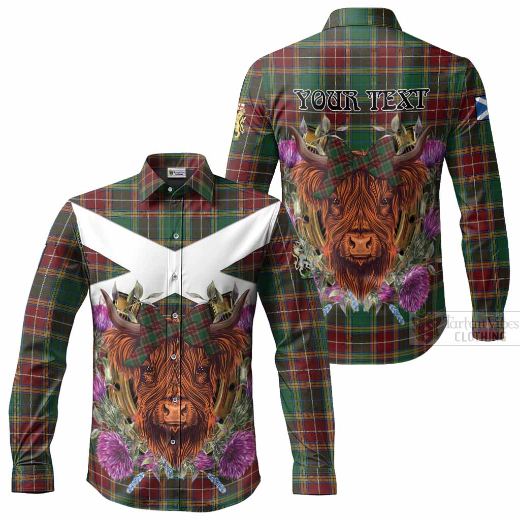 Baxter Tartan Long Sleeve Button Shirts Scottish Thistle Heilan Coo