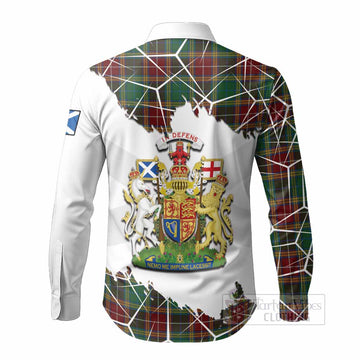 Baxter Tartan Long Sleeve Button Shirts with Family Crest and Lion Rampant Grunge Style
