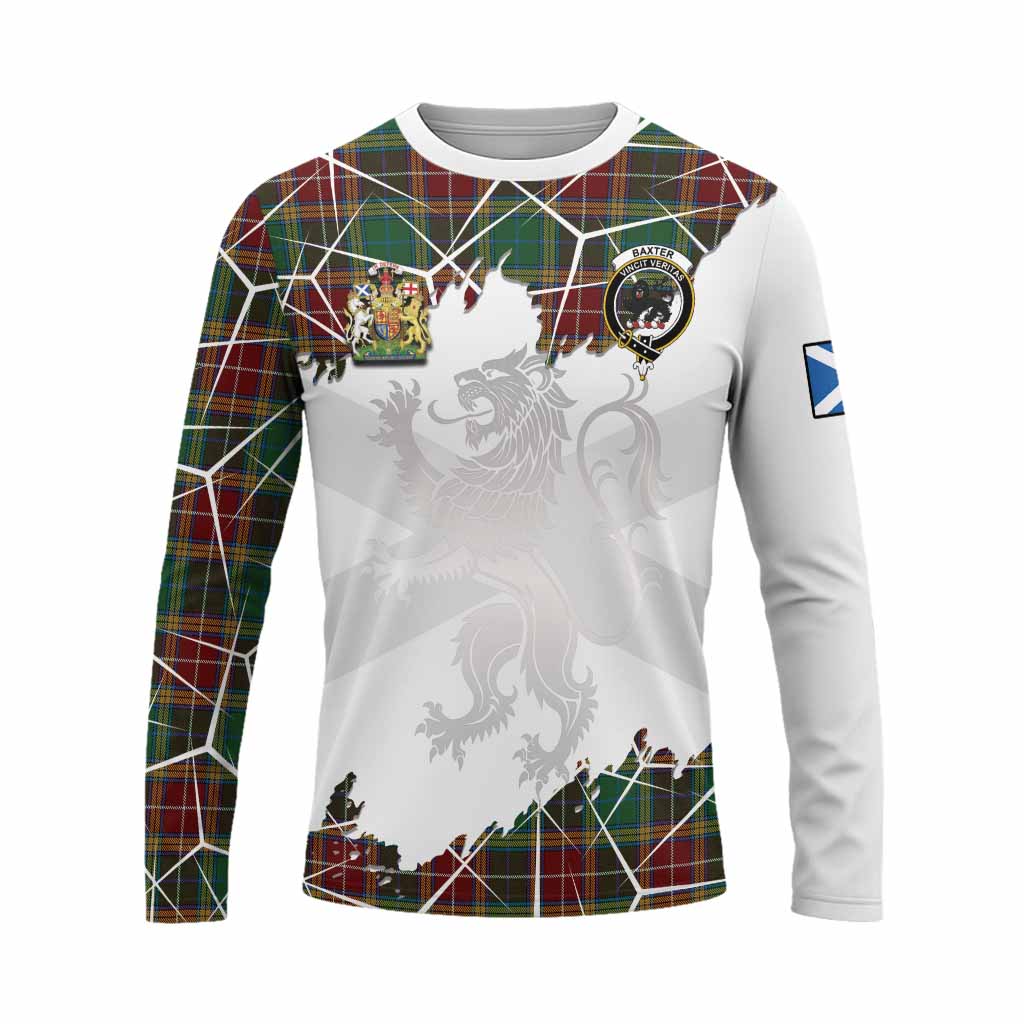 Baxter Tartan Long Sleeve T-Shirt with Family Crest and Lion Rampant Grunge Style