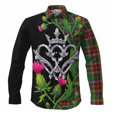 Baxter Tartan Luckenbooth Long Sleeve Button Shirts Silver Heart Crown Thistle Floral Men's Shirt S - Tartan Vibes Clothing