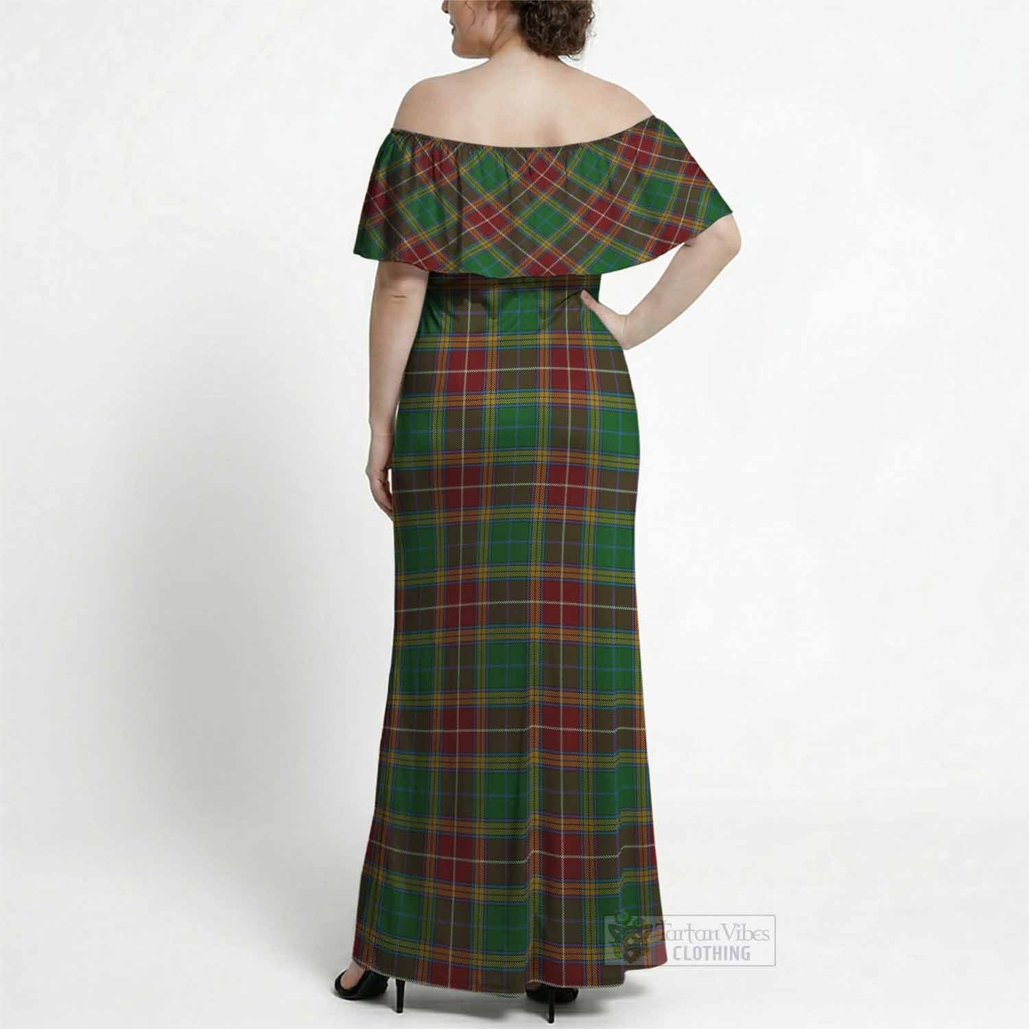 Baxter Tartan Off Shoulder Ruffle Maxi Dress - Tartan Vibes Clothing