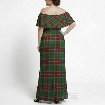 Baxter Tartan Off Shoulder Ruffle Maxi Dress
