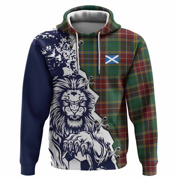 Baxter Tartan Scottish Hoodie Angry Lion With Soccer Ball Style