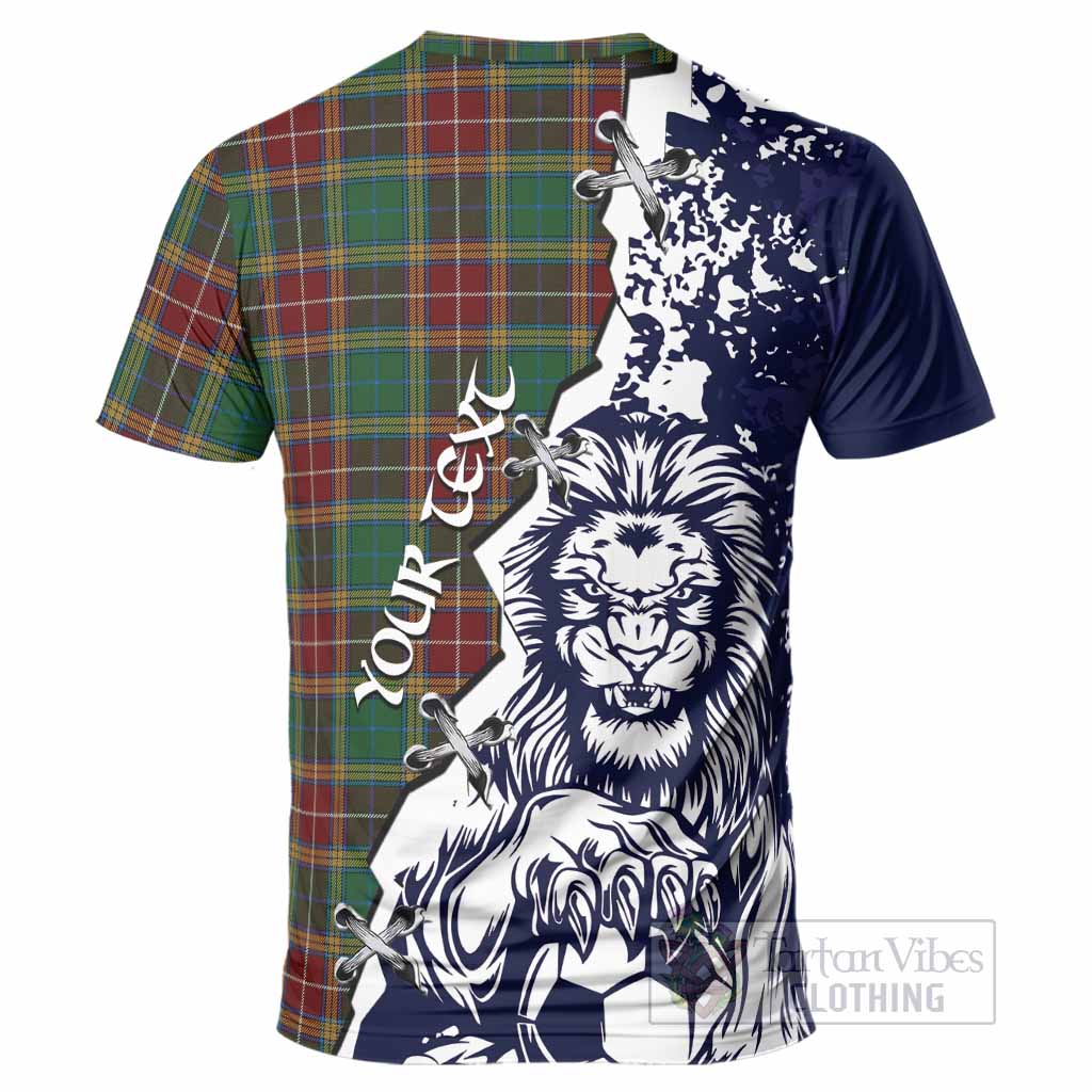Baxter Tartan Scottish T-Shirt Angry Lion With Soccer Ball Style
