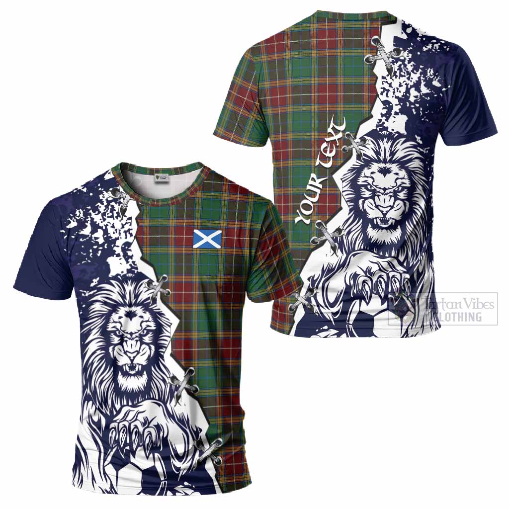 Baxter Tartan Scottish T-Shirt Angry Lion With Soccer Ball Style