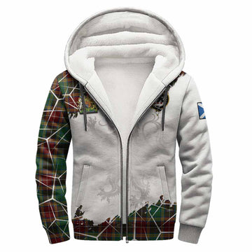 Baxter Tartan Sherpa Hoodie with Family Crest and Lion Rampant Grunge Style