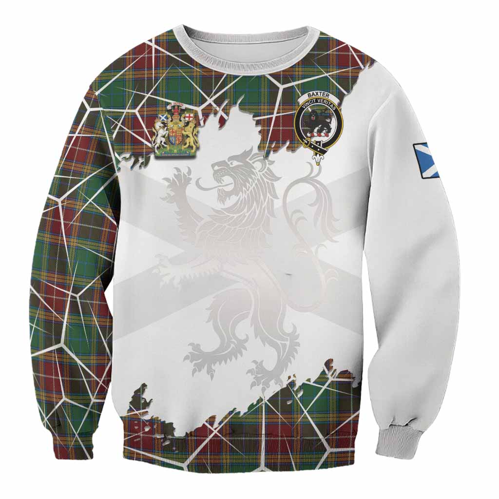 Baxter Tartan Sweatshirt with Family Crest and Lion Rampant Grunge Style