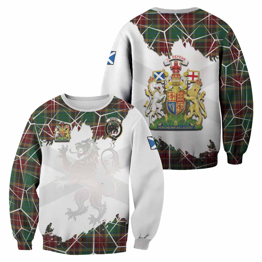 Baxter Tartan Sweatshirt with Family Crest and Lion Rampant Grunge Style