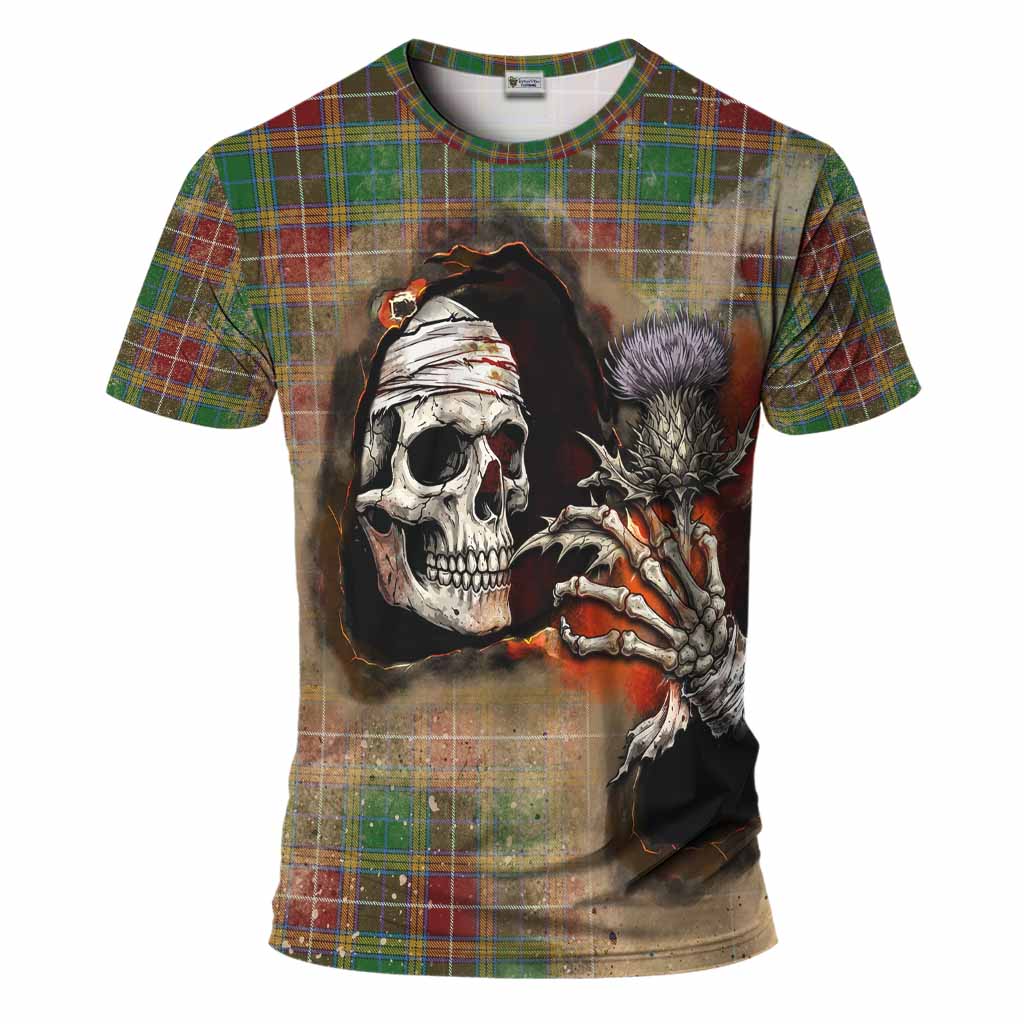 Baxter Tartan T-Shirt Halloween Skeleton With Thistle Burning Effect