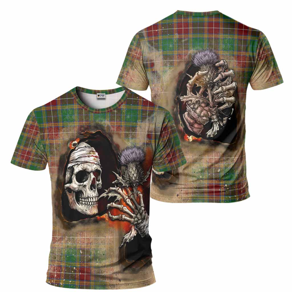 Baxter Tartan T-Shirt Halloween Skeleton With Thistle Burning Effect