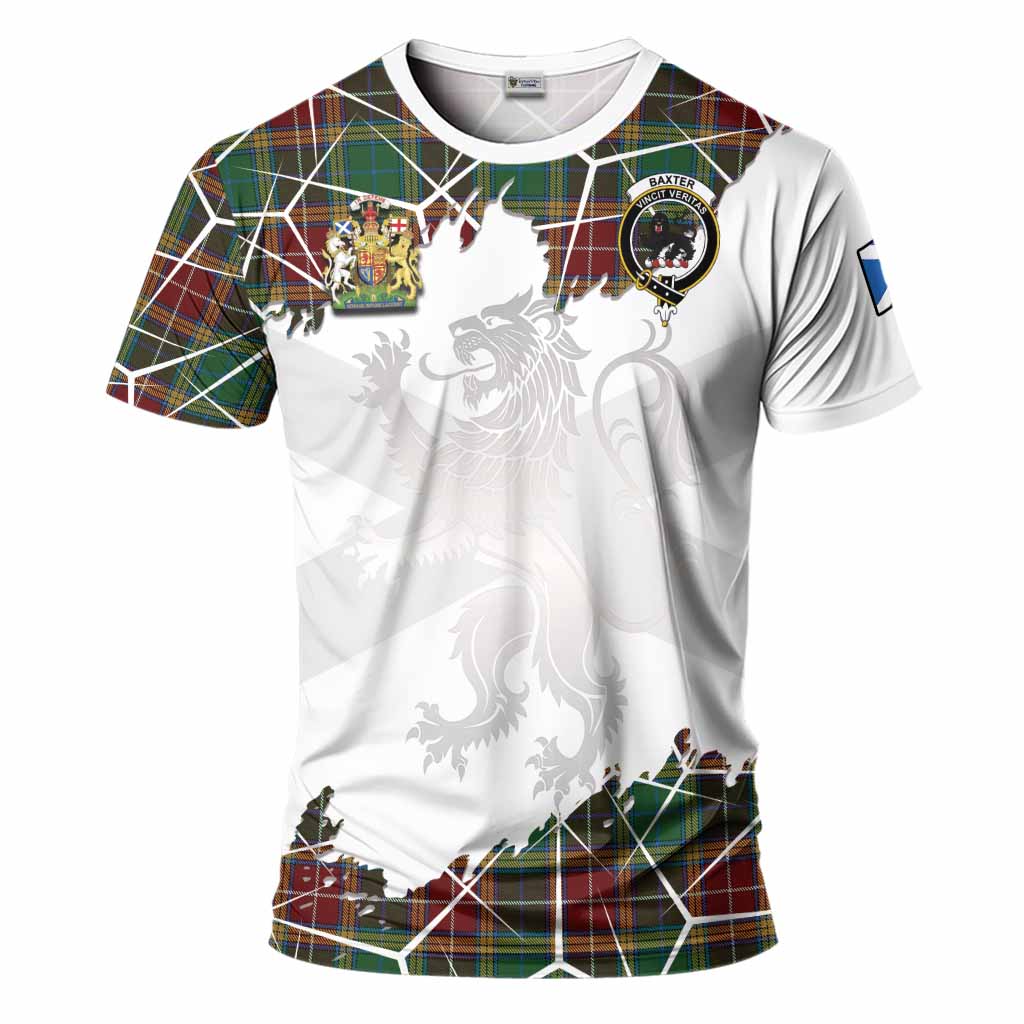 Baxter Tartan T-Shirt with Family Crest and Lion Rampant Grunge Style