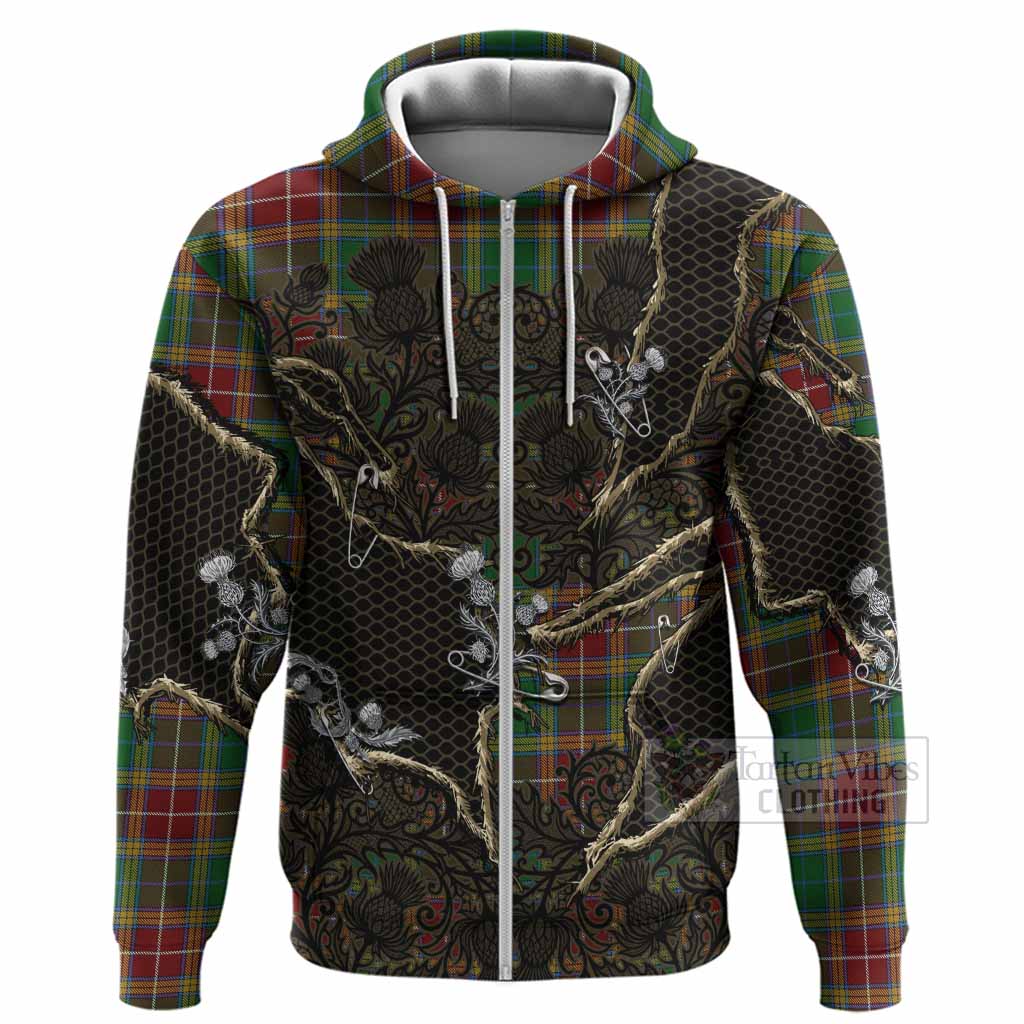 Baxter Tartan Thistle Dark Gothic Hoodie Zip Hoodie - Tartan Vibes Clothing