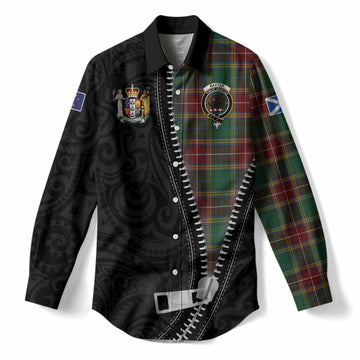 Baxter Tartan Women Casual Shirt New Zealand Pattern Unique Zipper Stylized