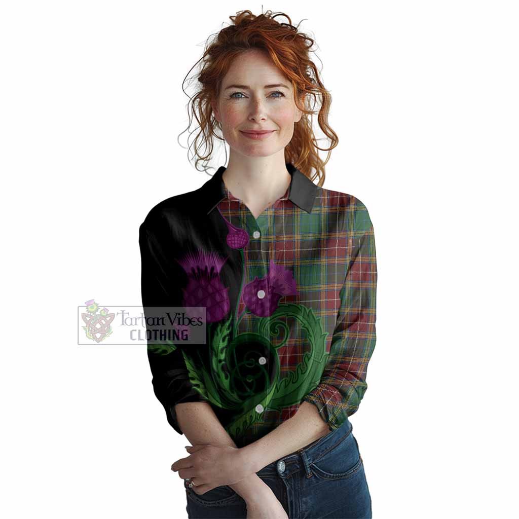Baxter Tartan Women Casual Shirt Traditional Scottish Thistle
