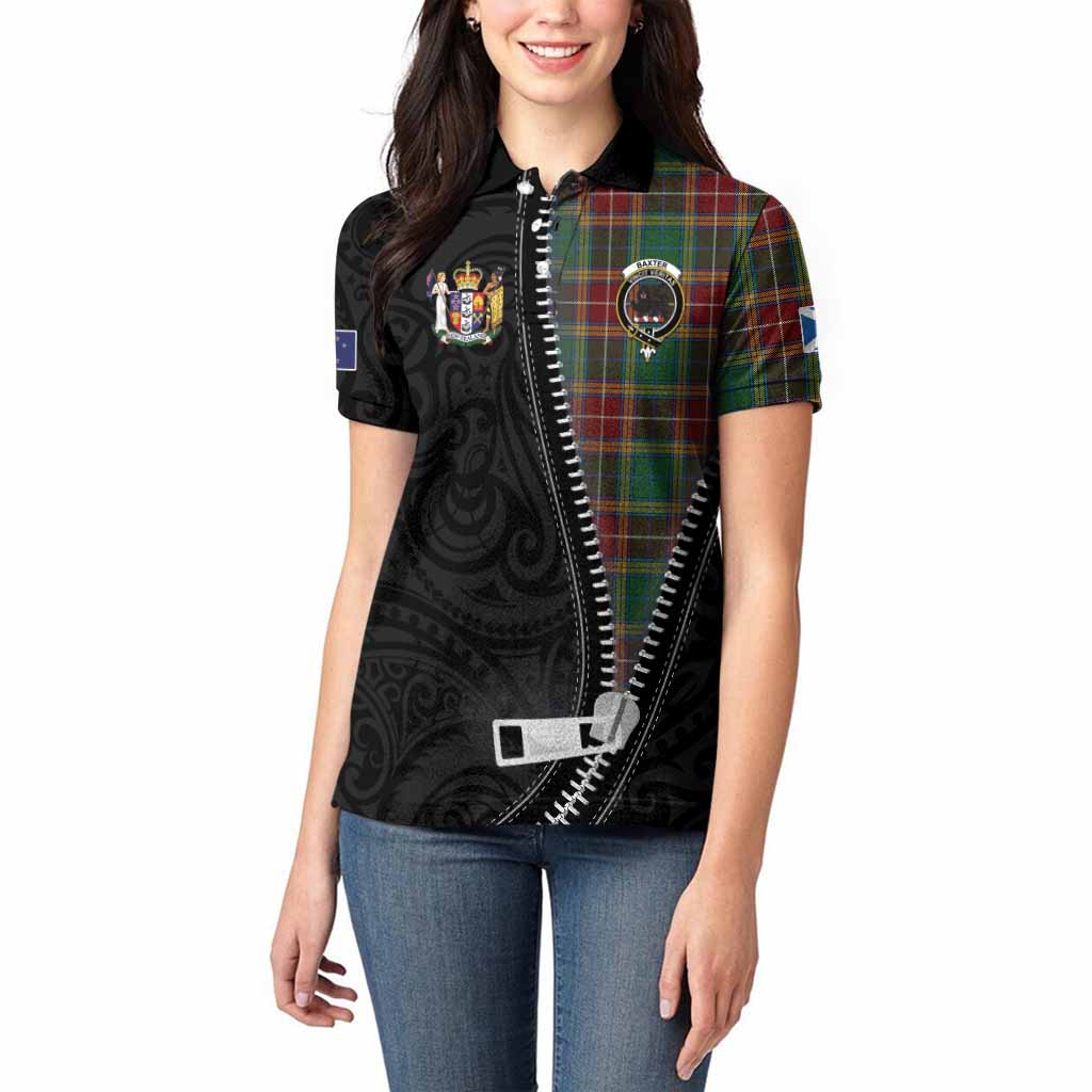 Baxter Tartan Women Polo Shirt New Zealand Pattern Unique Zipper Stylized