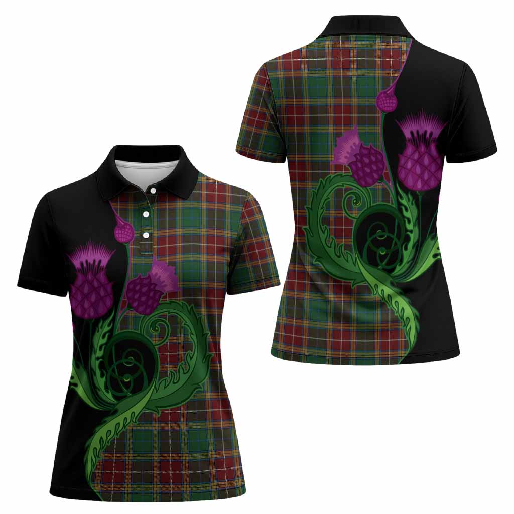 Baxter Tartan Women Polo Shirt Traditional Scottish Thistle