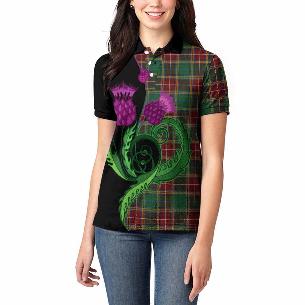 Baxter Tartan Women Polo Shirt Traditional Scottish Thistle