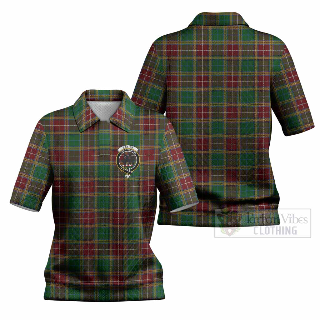Baxter Tartan Women’s Polo Sweater Top with Family Crest