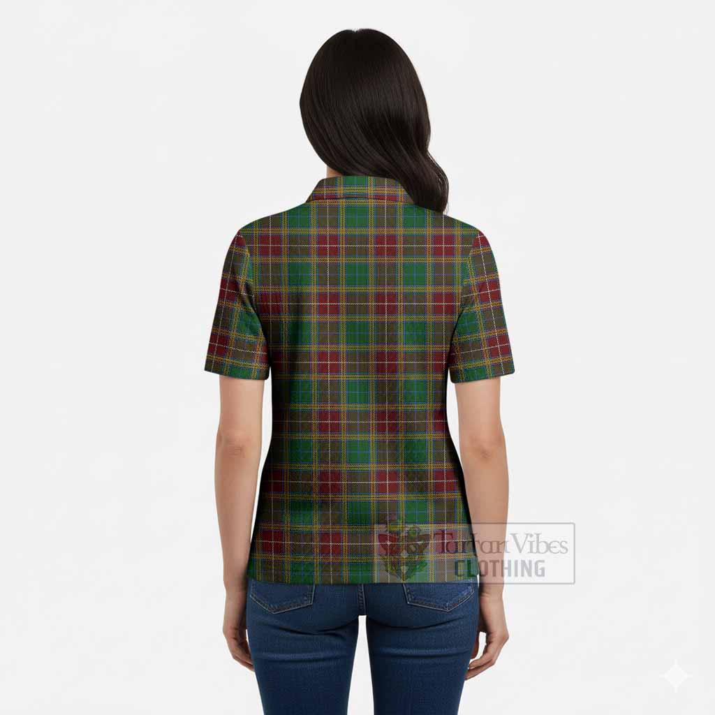 Baxter Tartan Women’s Polo Sweater Top with Family Crest