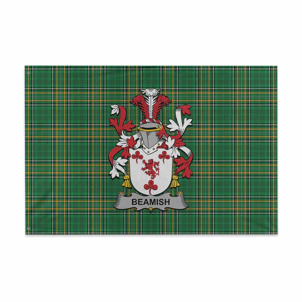 Tartan Vibes Clothing Beamish Irish Clan Tartan House Flag with Coat of Arms