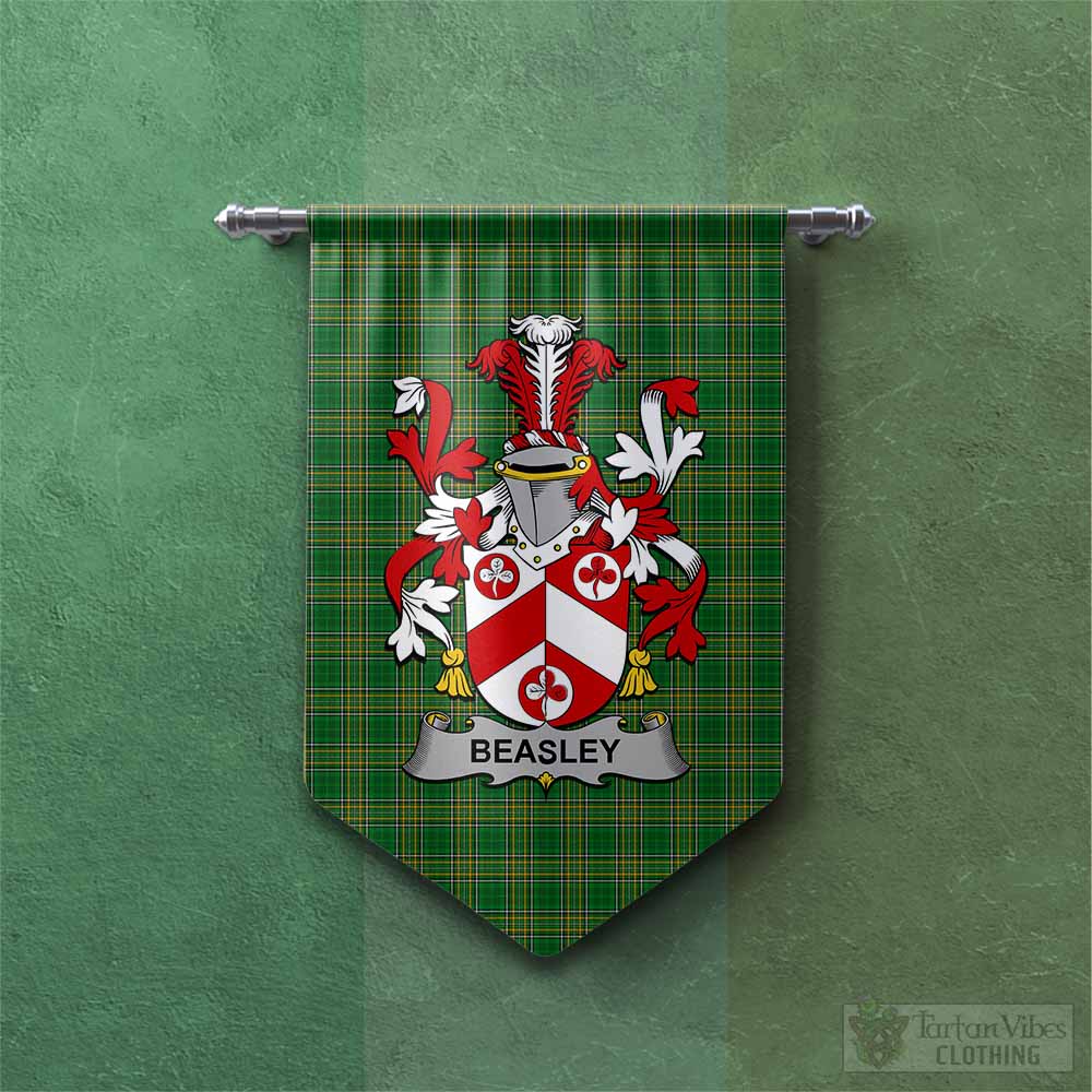 Beasley Irish Clan Tartan Gonfalon, Tartan Banner with Coat of Arms Chevron - Tartan Vibes Clothing