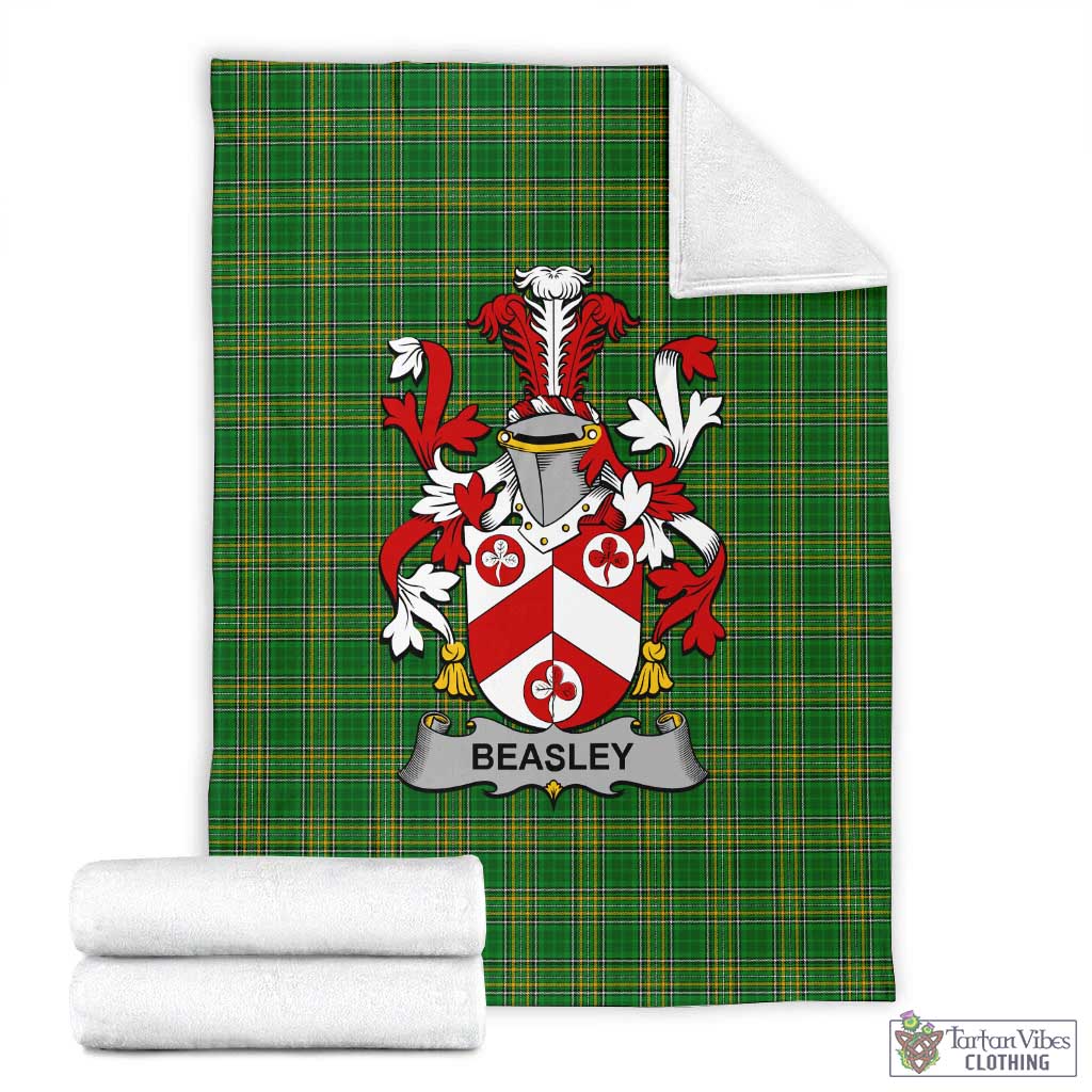 Beasley Irish Clan Tartan Blanket with Coat of Arms X-Large 59 x 79 inches 150 x 200 cm - Tartan Vibes Clothing