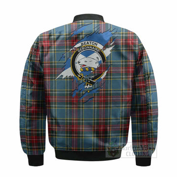 Beaton Clan Crest In Me Tartan Bomber Jacket Scotland Flag Style