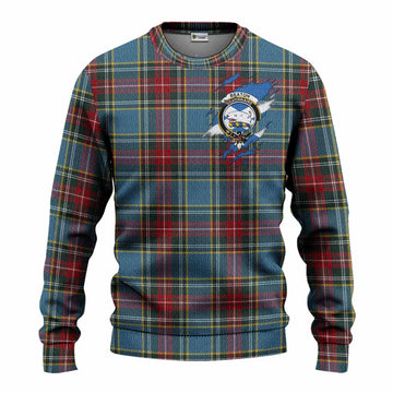 Beaton Clan Crest In Me Tartan Knitted Sweater Scotland Flag Style