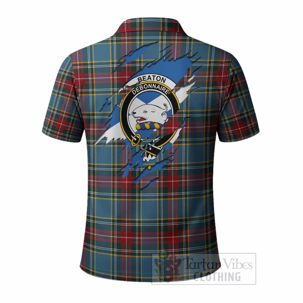 Beaton Clan Crest In Me Tartan Polo Shirt Scotland Flag Style