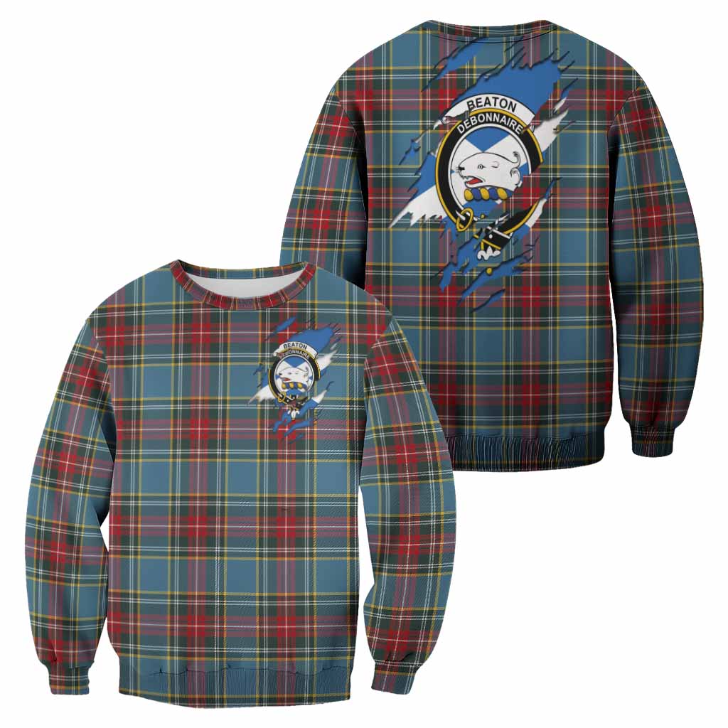 Beaton Clan Crest In Me Tartan Sweatshirt Scotland Flag Style
