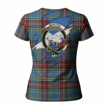 Beaton Clan Crest In Me Tartan Women T shirt Scotland Flag Style