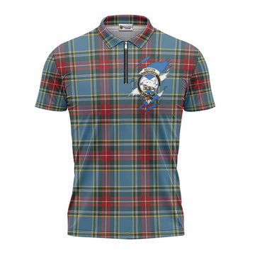 Beaton Clan Crest In Me Tartan Zipper Polo Shirt Scotland Flag Style
