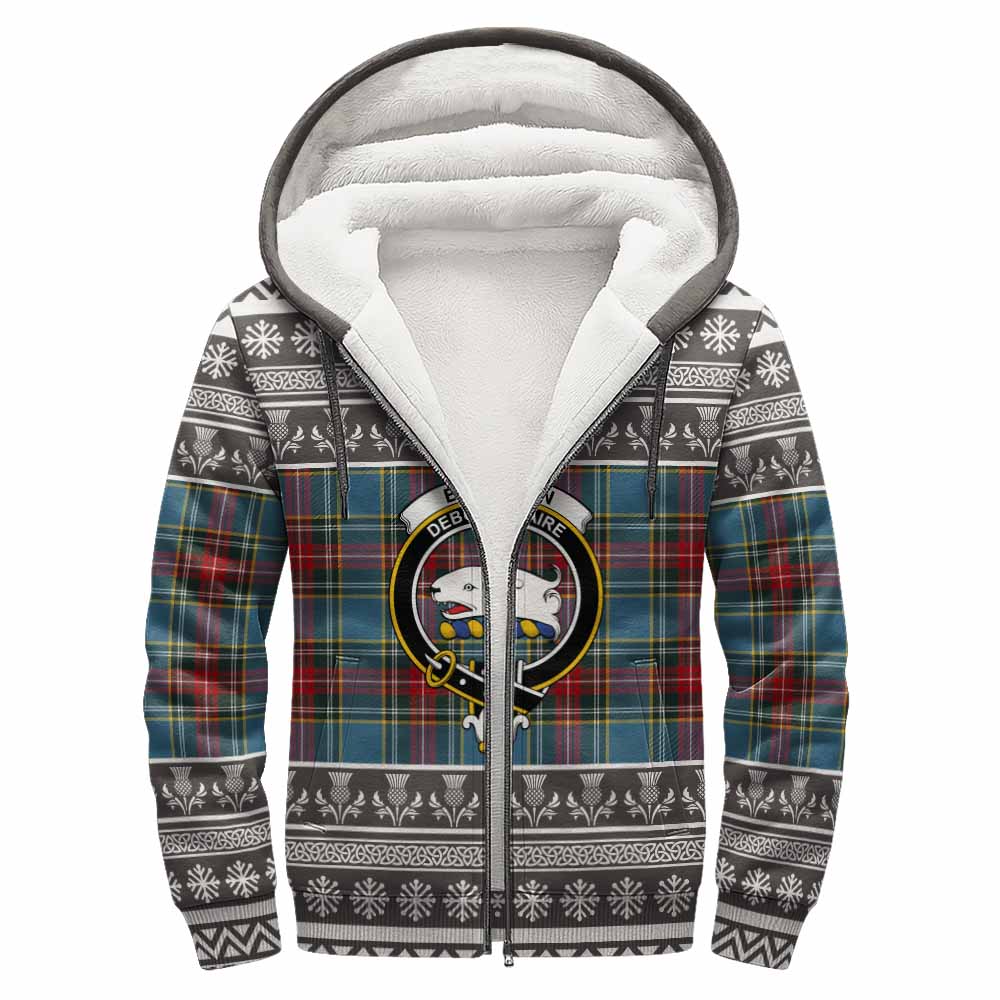 Beaton Clan Tartan Christmas Fleece Hoodie with Family Crest - Tartan Vibes Clothing