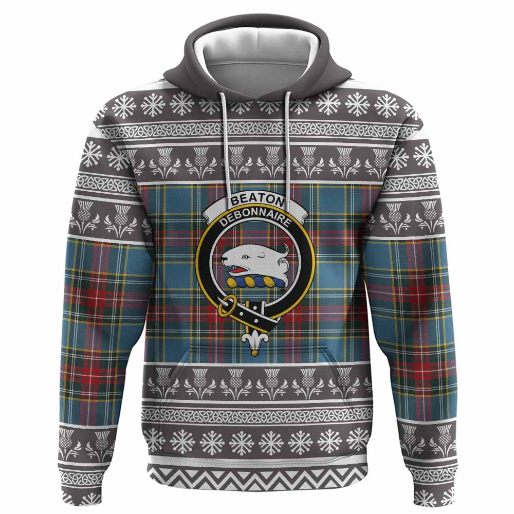 Beaton Clan Tartan Christmas Hoodie with Family Crest - Tartan Vibes Clothing