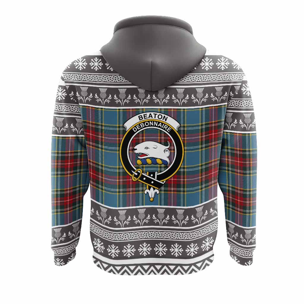 Beaton Clan Tartan Christmas Hoodie with Family Crest - Tartan Vibes Clothing