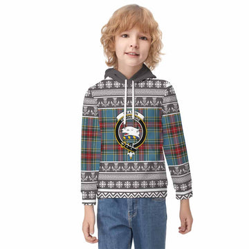 Beaton Clan Tartan Christmas Kid Hoodie with Family Crest - Tartan Vibes Clothing