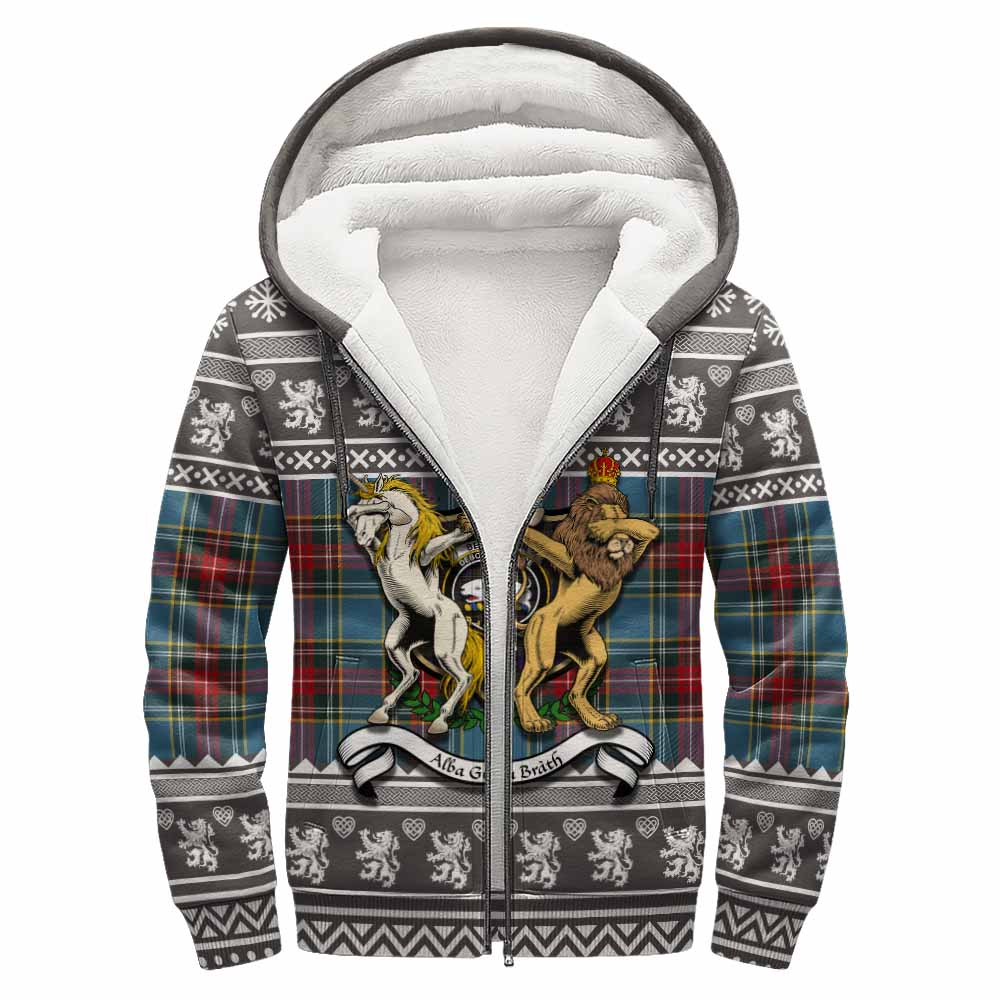 Beaton Clan Tartan Crest Christmas Fleece Hoodie Coat of Arms Funny Style - Tartan Vibes Clothing